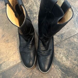 Justin Boots Black Leather Western Boots